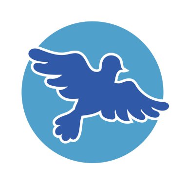 Rozet şeklinde şekillendirilmiş küçük kuş silueti. Logo için geometrik şekilli küçük bir güvercin çizimi.