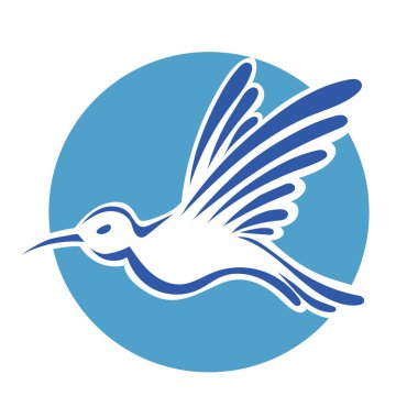 Rozet şeklindeki küçük kuşun çizgi çizimi. Logo için geometrik şekilli güvercin çizimi.