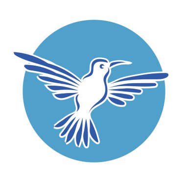 Rozet şeklindeki küçük kuşun çizgi çizimi. Logo için geometrik şekilli güvercin çizimi.