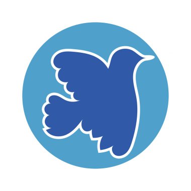 Rozet şeklinde şekillendirilmiş küçük kuş silueti. Logo için geometrik şekilli küçük bir güvercin çizimi.