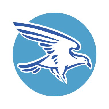 Rozet şeklinde çizen stilize edilmiş kartal çizgi çizimi. Logo için geometrik şekilli küçük bir kartal çizimi.