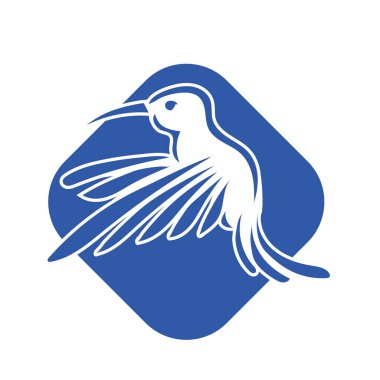 Rozet şeklindeki küçük kuşun çizgi çizimi. Logo için geometrik şekilli güvercin çizimi.