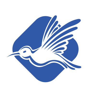 Rozet şeklindeki küçük kuşun çizgi çizimi. Logo için geometrik şekilli güvercin çizimi.