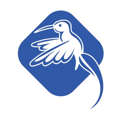 Rozet şeklindeki küçük kuşun çizgi çizimi. Logo için geometrik şekilli güvercin çizimi.