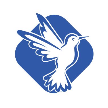 Rozet şeklindeki küçük kuşun çizgi çizimi. Logo için geometrik şekilli güvercin çizimi.