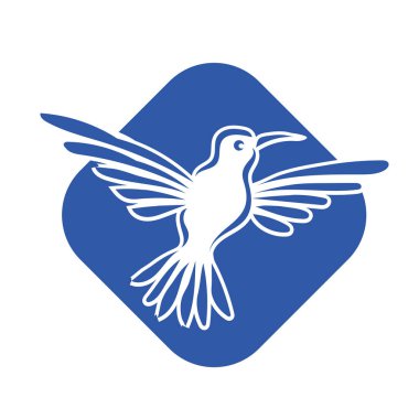 Rozet şeklindeki küçük kuşun çizgi çizimi. Logo için geometrik şekilli güvercin çizimi.