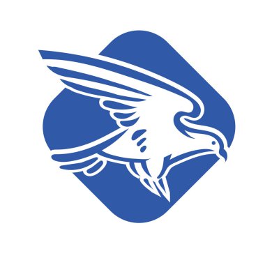 Rozet şeklinde çizen stilize edilmiş kartal çizgi çizimi. Logo için geometrik şekilli küçük bir kartal çizimi.