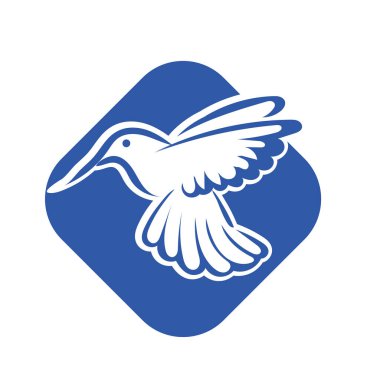 Rozet şeklindeki küçük kuşun çizgi çizimi. Logo için geometrik şekilli güvercin çizimi.