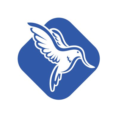 Rozet şeklindeki küçük kuşun çizgi çizimi. Logo için geometrik şekilli güvercin çizimi.