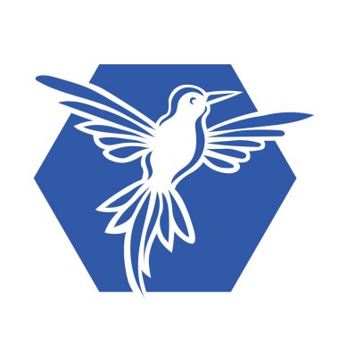 Rozet şeklindeki küçük kuşun çizgi çizimi. Logo için geometrik şekilli güvercin çizimi.