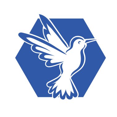 Rozet şeklindeki küçük kuşun çizgi çizimi. Logo için geometrik şekilli güvercin çizimi.
