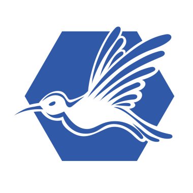 Rozet şeklindeki küçük kuşun çizgi çizimi. Logo için geometrik şekilli güvercin çizimi.