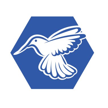 Rozet şeklindeki küçük kuşun çizgi çizimi. Logo için geometrik şekilli güvercin çizimi.