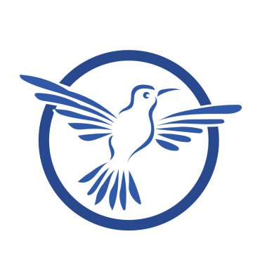 Rozet şeklindeki küçük kuşun çizgi çizimi. Logo için geometrik şekilli güvercin çizimi.