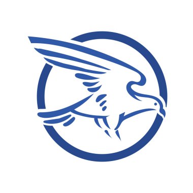 Rozet şeklinde çizen stilize edilmiş kartal çizgi çizimi. Logo için geometrik şekilli küçük bir kartal çizimi.