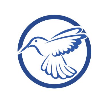 Rozet şeklindeki küçük kuşun çizgi çizimi. Logo için geometrik şekilli güvercin çizimi.
