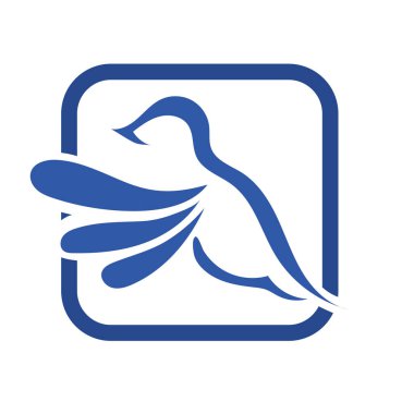 Rozet şeklindeki küçük kuşun çizgi çizimi. Logo için geometrik şekilli güvercin çizimi.