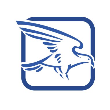 Rozet şeklinde çizen stilize edilmiş kartal çizgi çizimi. Logo için geometrik şekilli küçük bir kartal çizimi.