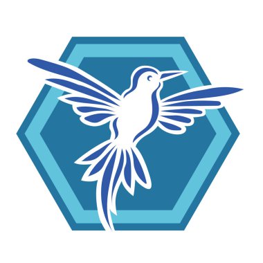 Rozet şeklindeki küçük kuşun çizgi çizimi. Logo için geometrik şekilli güvercin çizimi.