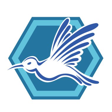 Rozet şeklindeki küçük kuşun çizgi çizimi. Logo için geometrik şekilli güvercin çizimi.