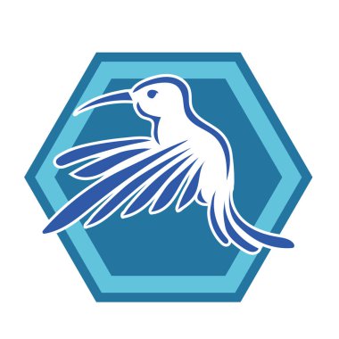 Rozet şeklindeki küçük kuşun çizgi çizimi. Logo için geometrik şekilli güvercin çizimi.