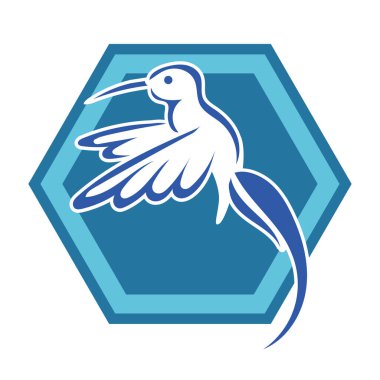 Rozet şeklindeki küçük kuşun çizgi çizimi. Logo için geometrik şekilli güvercin çizimi.