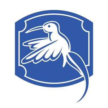 Rozet şeklindeki küçük kuşun çizgi çizimi. Logo için geometrik şekilli güvercin çizimi.