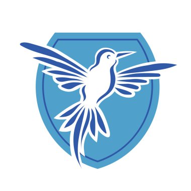 Rozet şeklindeki küçük kuşun çizgi çizimi. Logo için geometrik şekilli güvercin çizimi.