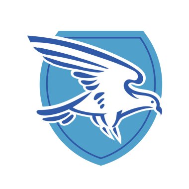 Rozet şeklinde çizen stilize edilmiş kartal çizgi çizimi. Logo için geometrik şekilli küçük bir kartal çizimi.