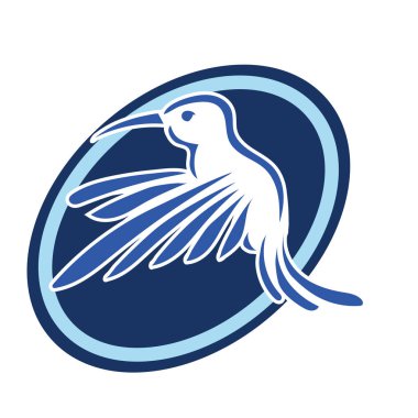 Rozet şeklindeki küçük kuşun çizgi çizimi. Logo için geometrik şekilli güvercin çizimi.