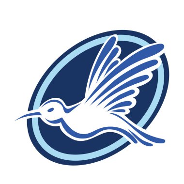 Rozet şeklindeki küçük kuşun çizgi çizimi. Logo için geometrik şekilli güvercin çizimi.