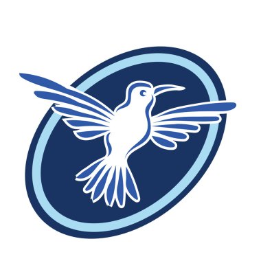 Rozet şeklindeki küçük kuşun çizgi çizimi. Logo için geometrik şekilli güvercin çizimi.