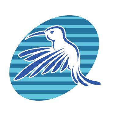 Rozet şeklindeki küçük kuşun çizgi çizimi. Logo için geometrik şekilli güvercin çizimi.