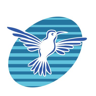 Rozet şeklindeki küçük kuşun çizgi çizimi. Logo için geometrik şekilli güvercin çizimi.