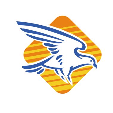 Rozet şeklinde çizen stilize edilmiş kartal çizgi çizimi. Logo için geometrik şekilli küçük bir kartal çizimi.