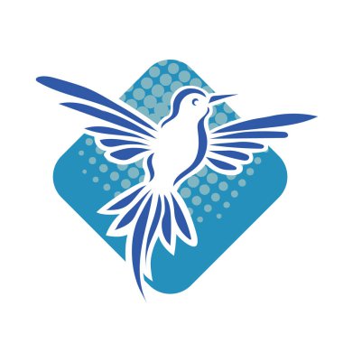 Rozet şeklindeki küçük kuşun çizgi çizimi. Logo için geometrik şekilli güvercin çizimi.