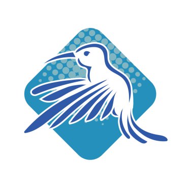 Rozet şeklindeki küçük kuşun çizgi çizimi. Logo için geometrik şekilli güvercin çizimi.