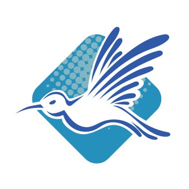 Rozet şeklindeki küçük kuşun çizgi çizimi. Logo için geometrik şekilli güvercin çizimi.