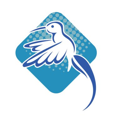 Rozet şeklindeki küçük kuşun çizgi çizimi. Logo için geometrik şekilli güvercin çizimi.