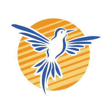 Rozet şeklindeki küçük kuşun çizgi çizimi. Logo için geometrik şekilli güvercin çizimi.