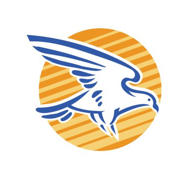 Rozet şeklinde çizen stilize edilmiş kartal çizgi çizimi. Logo için geometrik şekilli küçük bir kartal çizimi.