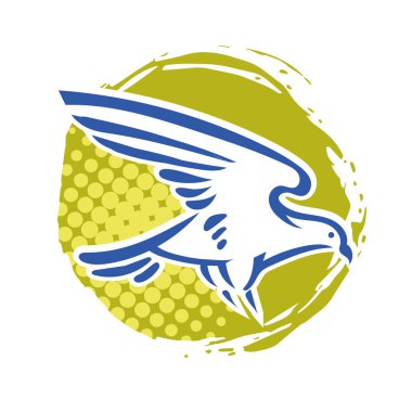 Rozet şeklinde çizen stilize edilmiş kartal çizgi çizimi. Logo için geometrik şekilli küçük bir kartal çizimi.