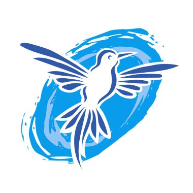 Rozet şeklindeki küçük kuşun çizgi çizimi. Logo için geometrik şekilli güvercin çizimi.