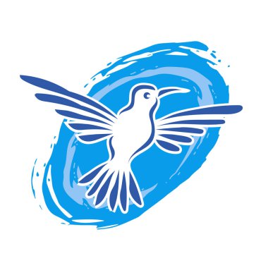 Rozet şeklindeki küçük kuşun çizgi çizimi. Logo için geometrik şekilli güvercin çizimi.