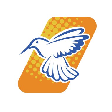 Rozet şeklindeki küçük kuşun çizgi çizimi. Logo için geometrik şekilli güvercin çizimi.