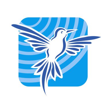 Rozet şeklindeki küçük kuşun çizgi çizimi. Logo için geometrik şekilli güvercin çizimi.