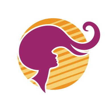 Uzun saçlı güzel kadın silueti saç güzelliği ve spa logo ikonu için kullanılır.