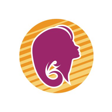 Uzun saçlı güzel kadın silueti saç güzelliği ve spa logo ikonu için kullanılır.