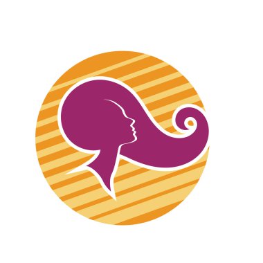 Uzun saçlı güzel kadın silueti saç güzelliği ve spa logo ikonu için kullanılır.