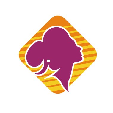 Uzun saçlı güzel kadın silueti saç güzelliği ve spa logo ikonu için kullanılır.